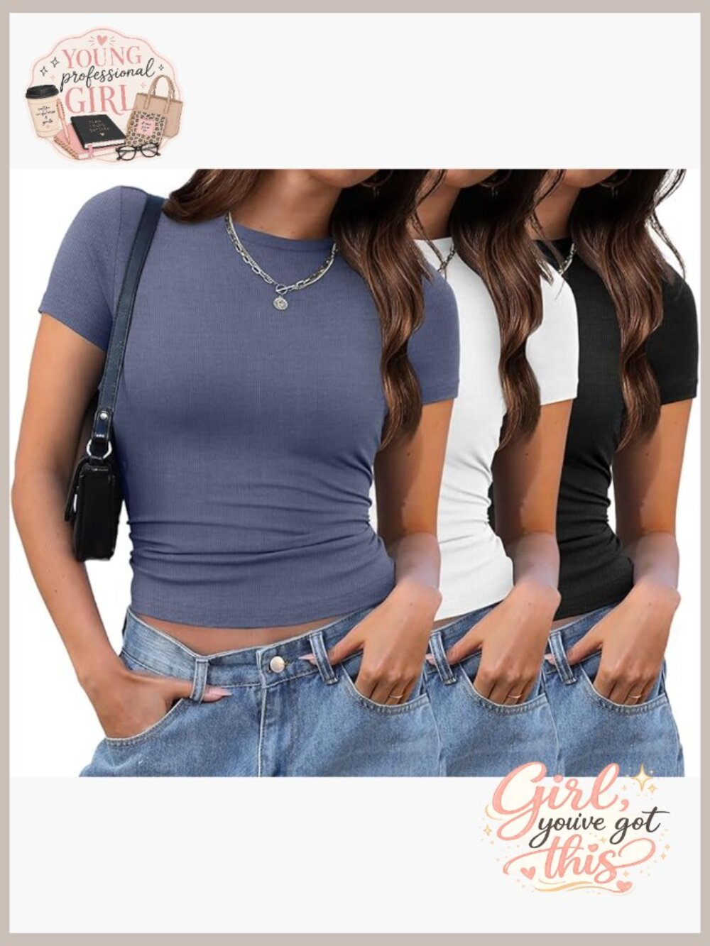 3 Pack Short Sleeve Crew Neck Slim Fit Tee Shirts